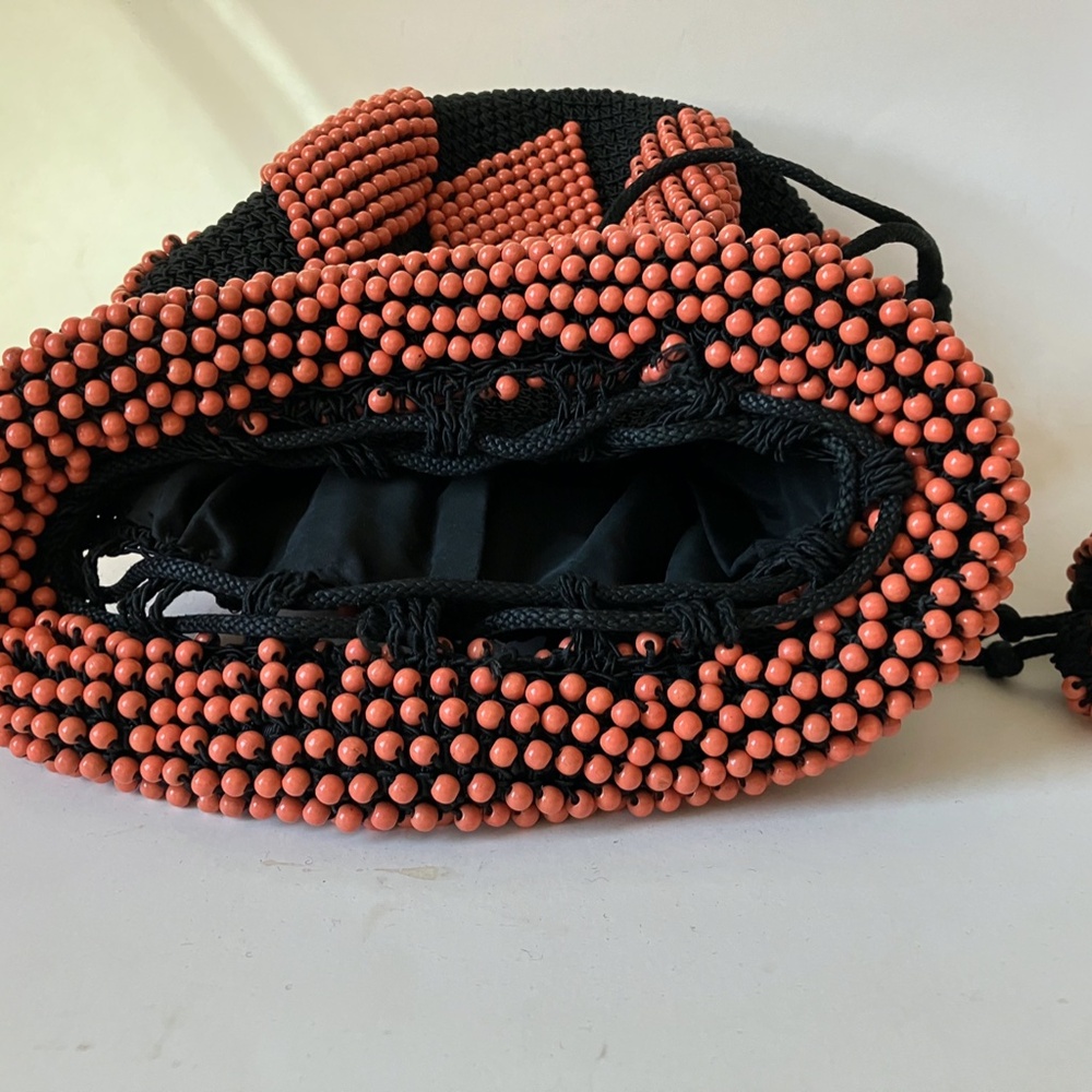 Unique Antique Beaded Pouch Drawstring Handbag - image 4